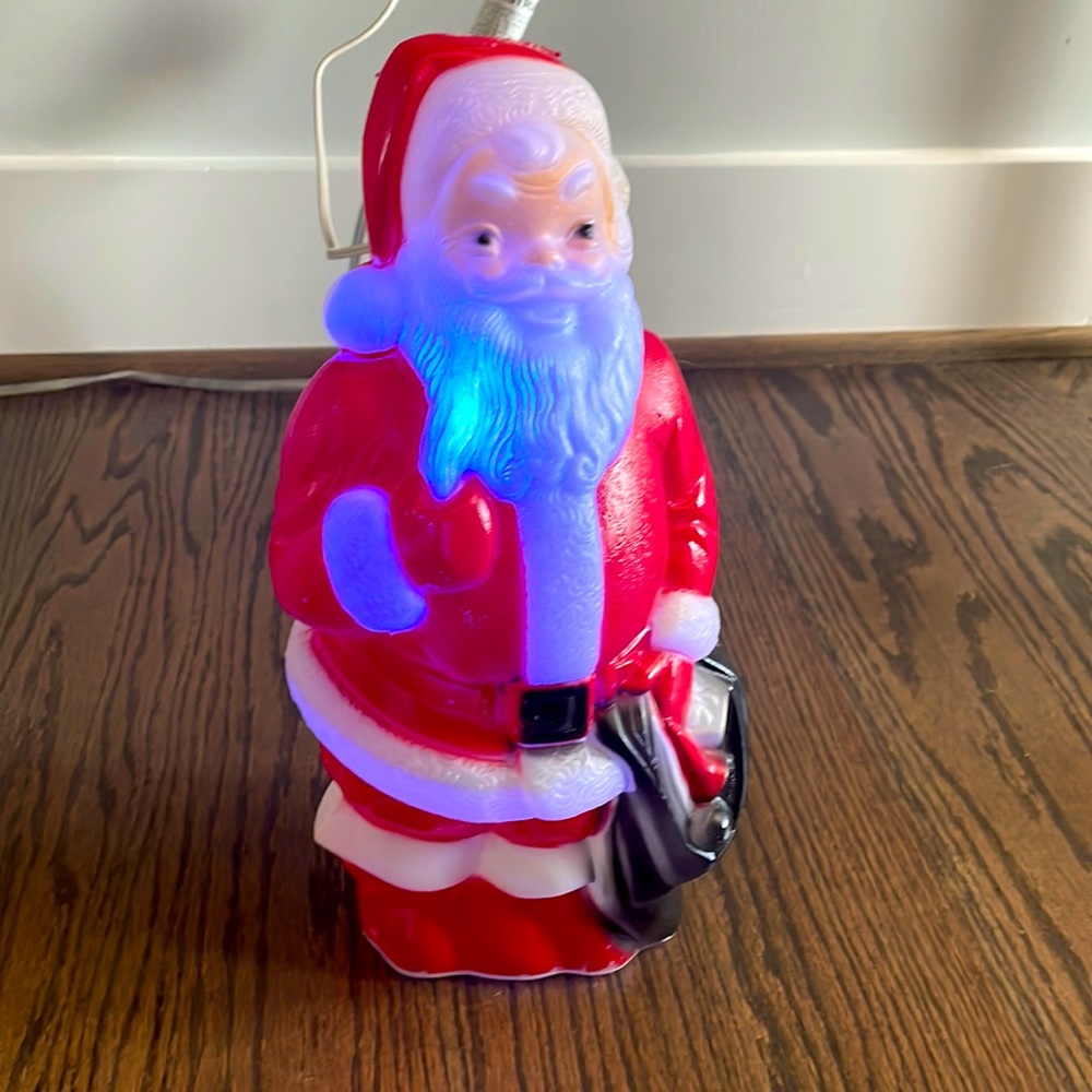 Vintage-inspired plastic Santa Claus - lights up blue